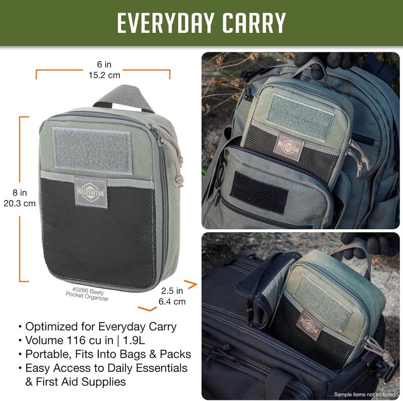 Maxpedition Beefy Pocket Organizer, Compact, MOLLE-Compatible, 1000D Nylon Tactical Pouch, Everyday Carry Tool and Gear Storage for Outdoor, Tactical, Survival, 0266 - Image 2